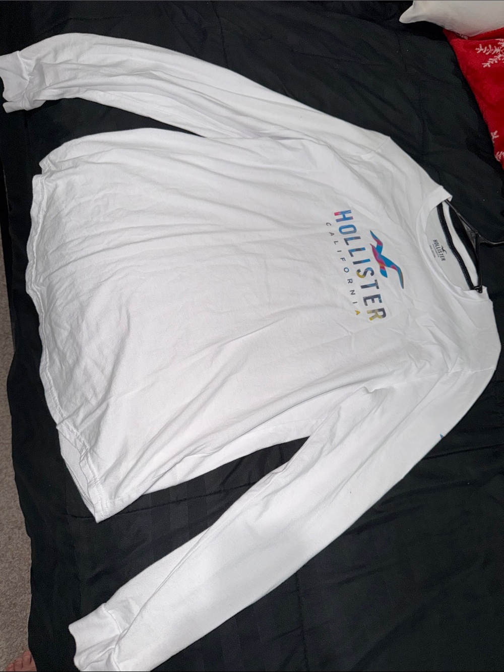 Hollister White Long Sleeve Graphic Logo Shirt